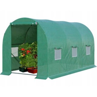 Tunel Ogrodowy Foliowy Szklarnia Na Warzywa Z Oknami Zielony UV 2x3 M 6M²