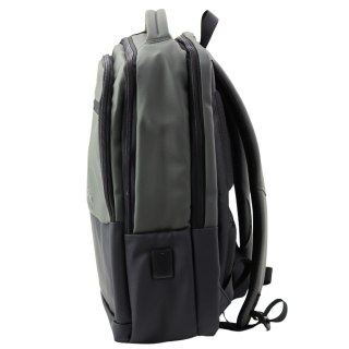 Plecak Miejski Biznesowy USB Kieszeń Na Laptopa Czarno Szary 16L 41cm